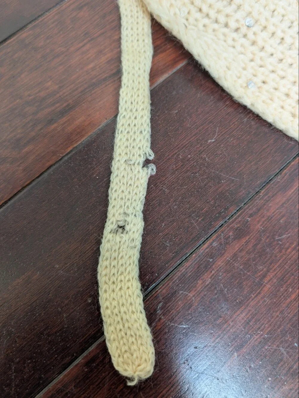 Vintage Crochet Knit Tie Head Cover w Sequin's - 1940s-50s WPL 10360 - Picture 3 of 6